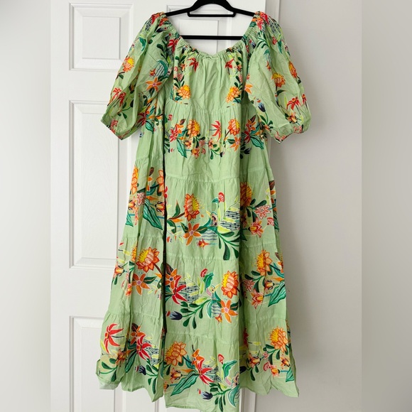 Farm Rio Off-The-Shoulder Tiered Floral Maxi Dress, Size M - Picture 10 of 11